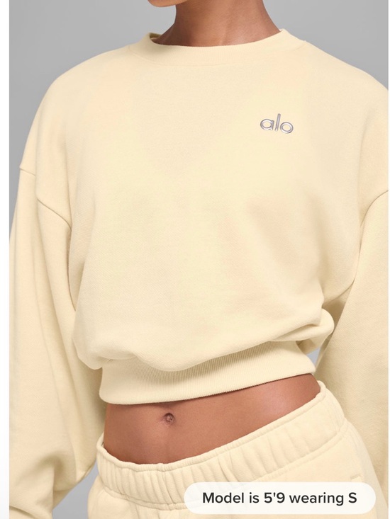 ALO Yoga Sweaters - Alo Cropped Crewneck Sweatshirt in candle light yellow